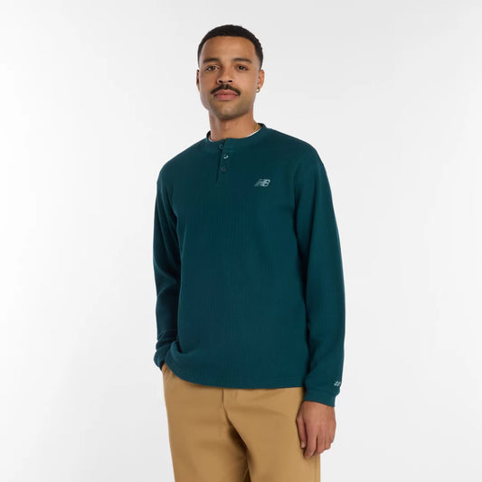 New Balance Numeric Waffle Knit Long Sleeve Henley For Men