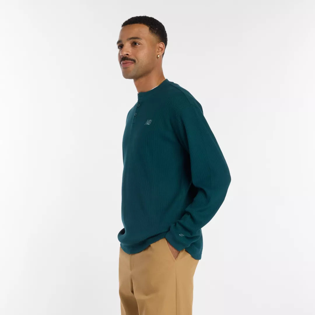 New Balance Numeric Waffle Knit Long Sleeve Henley For Men