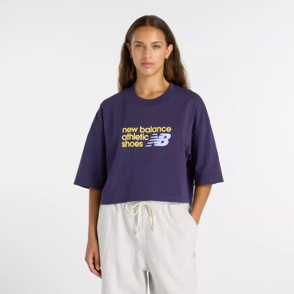New Balance Athletics Premium Chest Logo Cropped T-Shirt For Women