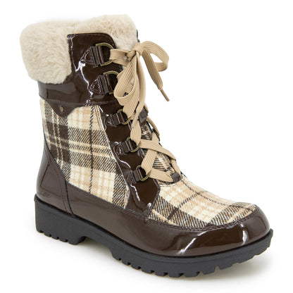 Women Antonio Waterproof Brown/Patent Plaid